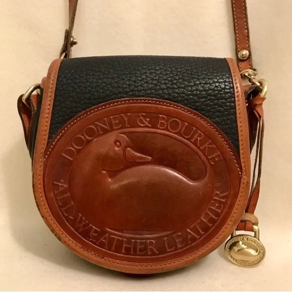 Dooney & Bourke Big Duck Crossbody Purse Black Tan Shoulder Bag - Picture 4 of 12